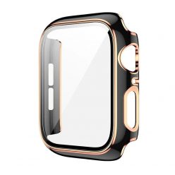   Apple Watch fekete/rosegold műanyag védőtok edzett üveggel 38MM