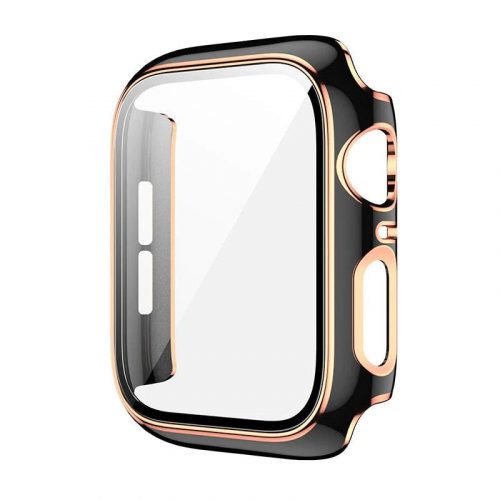 Apple Watch fekete/rosegold műanyag védőtok edzett üveggel 38MM