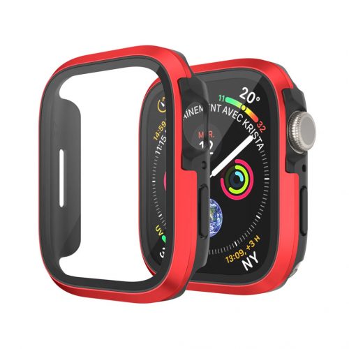 Apple Watch piros alumínium védőtok edzett üveggel 40MM