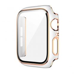   Apple Watch fehér/rosegold műanyag védőtok edzett üveggel 40MM