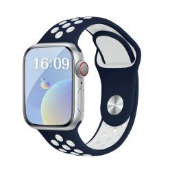   Apple Watch sötétkék-fehér sport szilikon szíj 42MM (Series 1-3)/44/45/46/49MM S/M