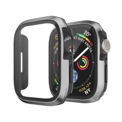   Apple Watch szürke-fekete alumínium védőtok edzett üveggel 45MM