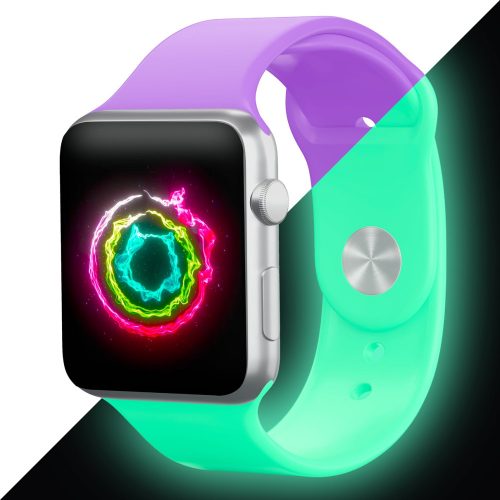 Apple Watch lila sötétben világítós szilikon szíj 38/40/41/42MM (Series 10 2024) S/M