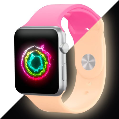 Apple Watch neonrózsaszín sötétben világítós szilikon szíj 38/40/41/42MM (Series 10 2024) S/M