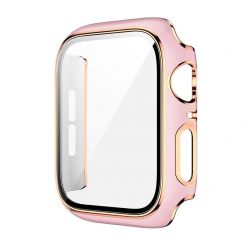   Apple Watch rózsaszín/rosegold műanyag védőtok edzett üveggel 40MM