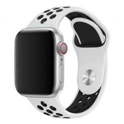   Apple Watch fehér-fekete sport szilikon szíj 38/40/41/42MM (Series 10 2024) S/M