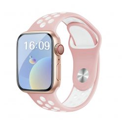   Apple Watch rózsaszín-fehér sport szilikon szíj 38/40/41/42MM (Series 10 2024) S/M