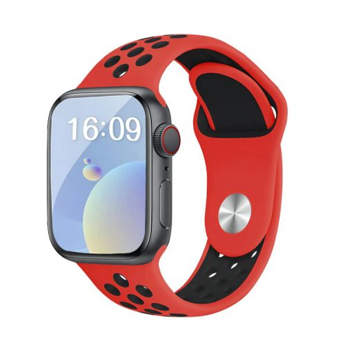 Apple Watch piros-fekete sport szilikon szíj 38/40/41/42MM (Series 10 2024) S/M