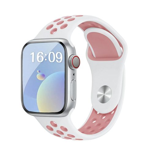 Apple Watch fehér-rózsaszín sport szilikon szíj 38/40/41/42MM (Series 10 2024) S/M