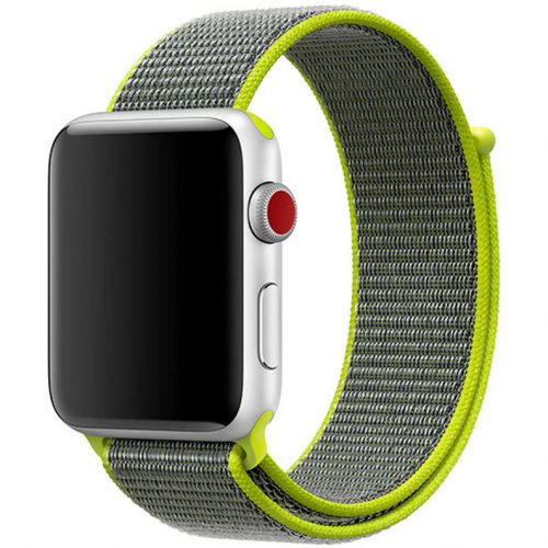 Apple Watch neonzöld-szürke tépőzáras szövetszíj 42MM (Series 1-3)/44/45/46/49MM