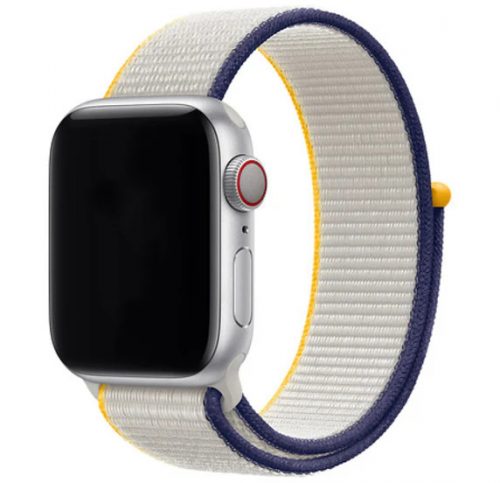 Apple Watch fehér-citrom-kék tépőzáras szövetszíj 38/40/41/42MM (Series 10 2024)