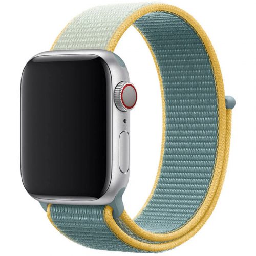 Apple Watch zöld-sárga tépőzáras szövetszíj 42MM (Series 1-3)/44/45/46/49MM