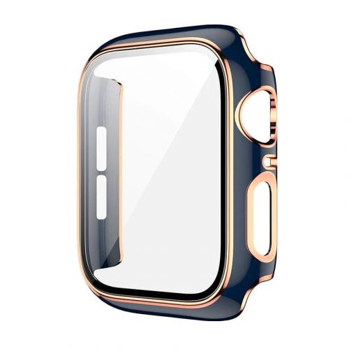 Apple Watch kék/rosegold műanyag védőtok edzett üveggel 38MM