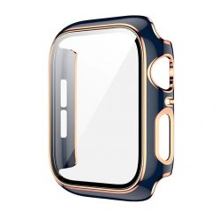   Apple Watch kék/rosegold műanyag védőtok edzett üveggel 40MM