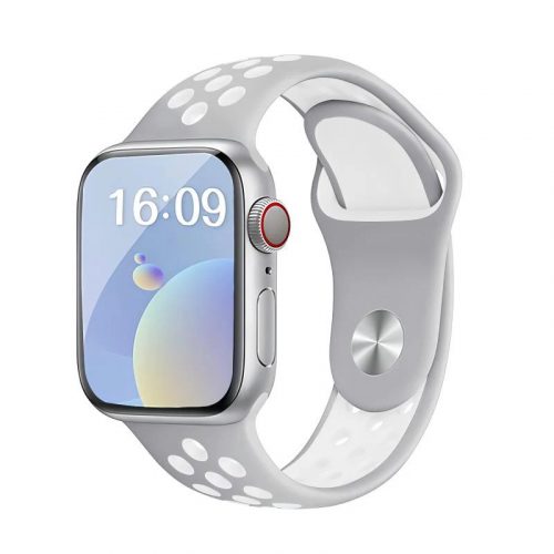 Apple Watch szürke-fehér sport szilikon szíj 38/40/41/42MM (Series 10 2024) S/M