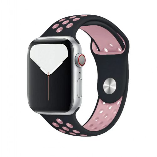 Apple Watch fekete-rózsaszín sport szilikon szíj 38/40/41/42MM (Series 10 2024) M/L